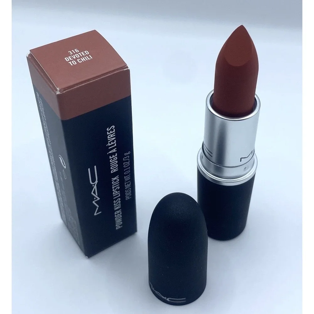 Mac Cosmetics Powder Kiss Lipstick - 316 Devoted To Chili - Full Size NIB